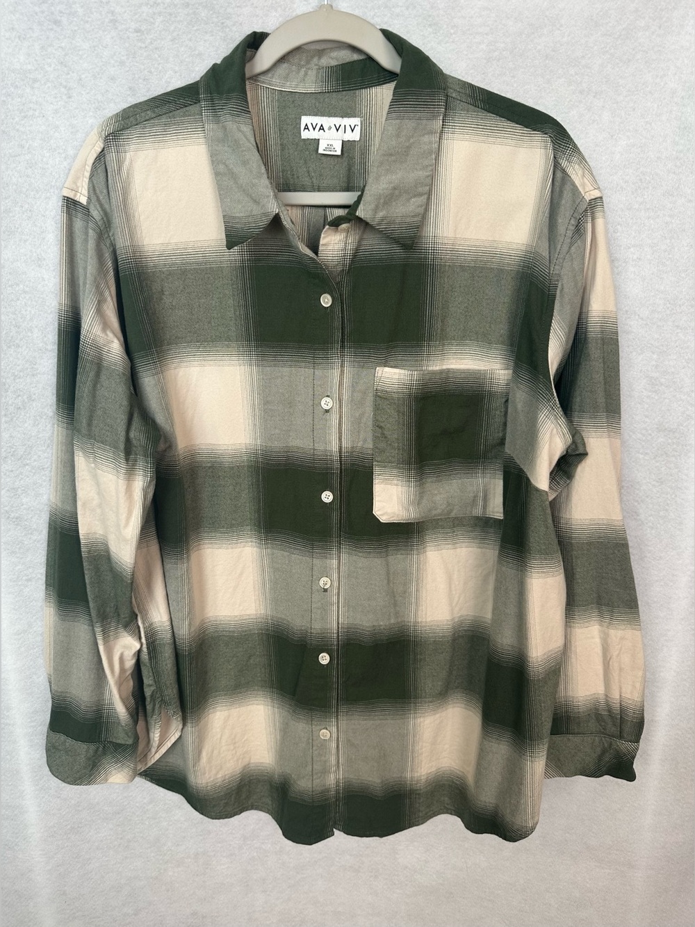 Ava & Viv Long Sleeve Plaid Button Up Top